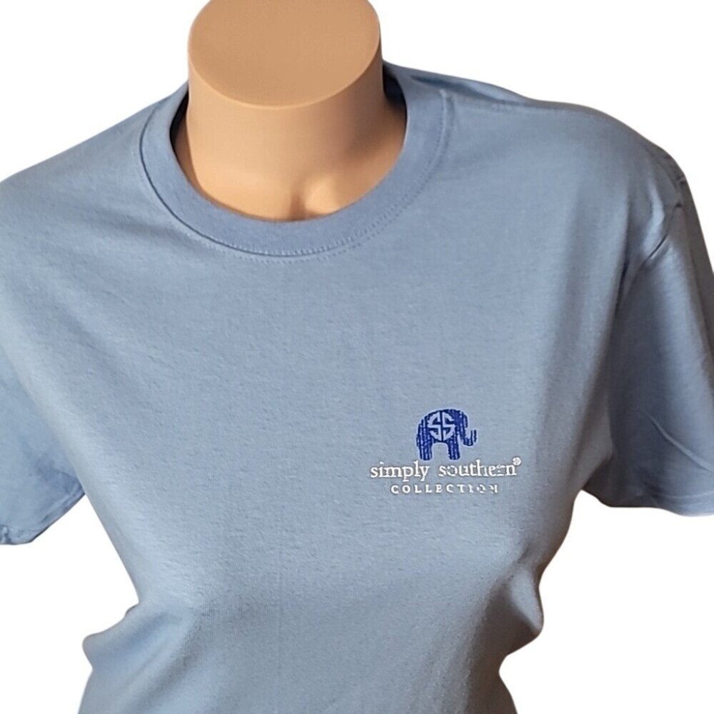 Simply Southern Womens Small Light Blue T-Shirt "Get Off My Tail" Elephant Graph - Picture 11 of 11